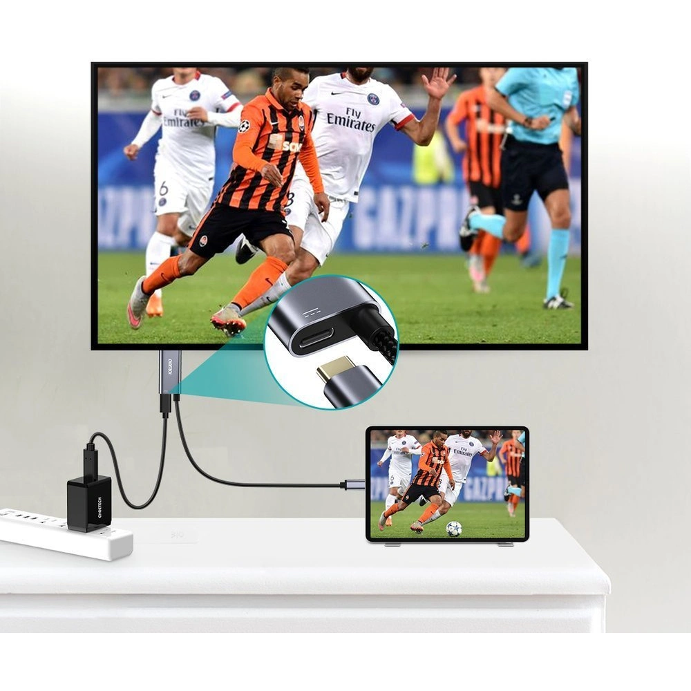 Adapter HUB Choetech XCH-M18GY USB-C/HDMI 4K - USB-C PD do MacBook/PC 1.8m szary