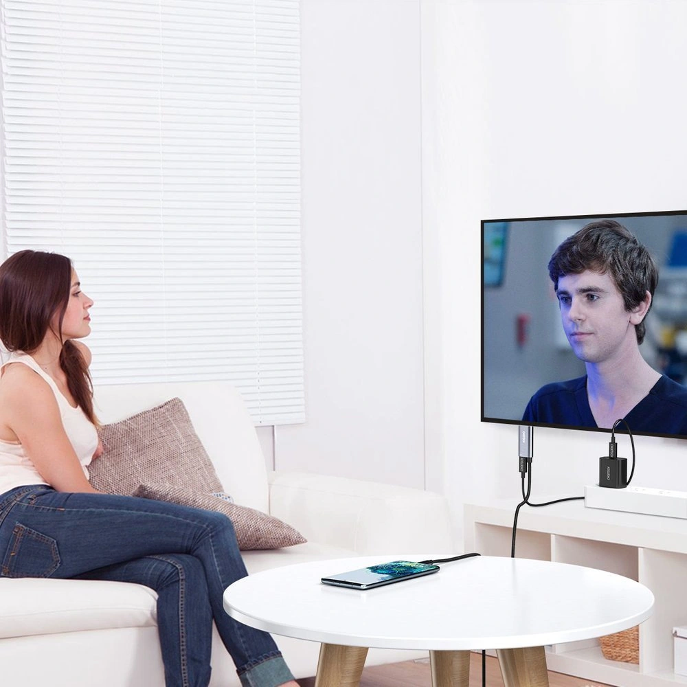 Adapter HUB Choetech XCH-M18GY USB-C/HDMI 4K - USB-C PD do MacBook/PC 1.8m szary