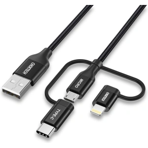 Kup Cablul Choetech IP0030-BK 3in1 USB-A/MFI Lightning - USB-C - microUSB 1,2 m negru - CHT91 - {ean13} - Sklep Home Screen