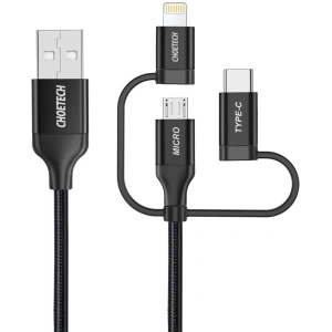 Kup Kabel Choetech IP0030-BK 3w1 USB-A/MFI Lightning - USB-C - microUSB 1,2 m czarny - CHT91 - {ean13} - Sklep Home Screen