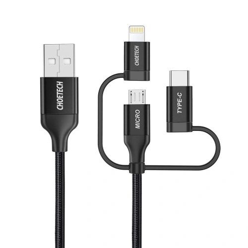 Kup Cablul Choetech IP0030-BK 3in1 USB-A/MFI Lightning - USB-C - microUSB 1,2 m negru - CHT91 - {ean13} - Sklep Home Screen