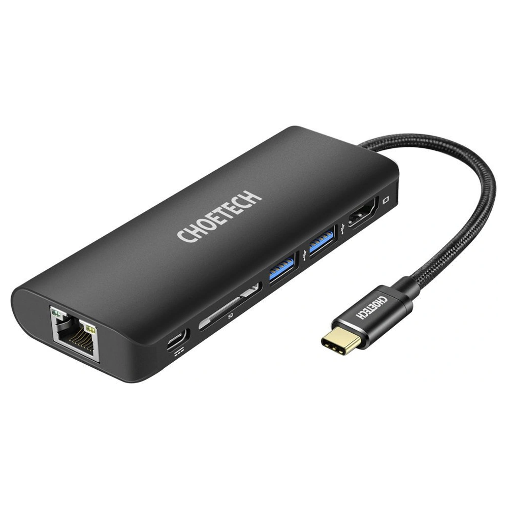 Adapter HUB Choetech HUBM05 6w1 USBC 100W PD czarny