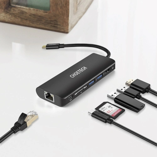 Buy Choetech HUB-M05 HUB 6in1 USB-C 100W PD black - CHT92 - {ean13} - Home Screen Store Europe