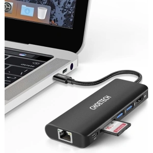 Kup Adapter HUB Choetech HUB-M05 6w1 USB-C 100W PD czarny - CHT92 - {ean13} - Sklep Home Screen
