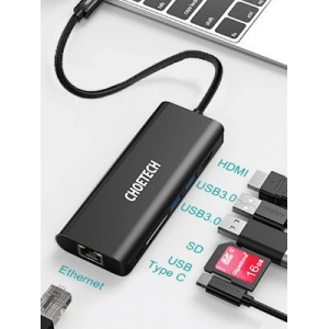 Kup Adapter HUB Choetech HUB-M05 6w1 USB-C 100W PD czarny - CHT92 - {ean13} - Sklep Home Screen