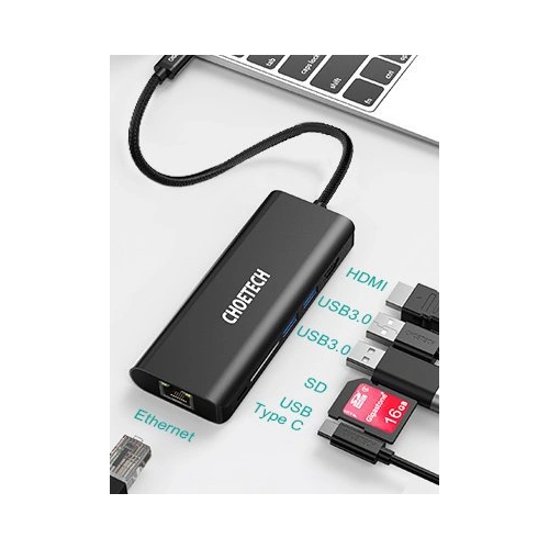 Buy Choetech HUB-M05 HUB 6in1 USB-C 100W PD black - CHT92 - {ean13} - Home Screen Store Europe