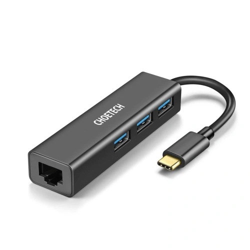 Kup Choetech Adapter HUB HUB-U02BK 4in1 USB-C/3x USB 3.0 - RJ-45 grau - CHT94 - {ean13} - Sklep Home Screen