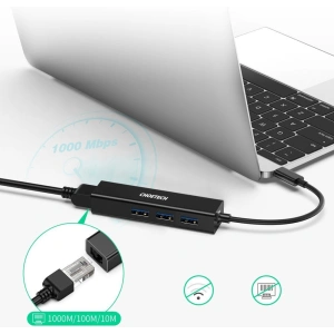Kup Adapter HUB Choetech HUB-U02BK 4w1 USB-C/3x USB 3.0 - RJ-45 szary - CHT94 - {ean13} - Sklep Home Screen
