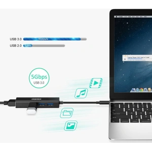 Kup Adapter HUB Choetech HUB-U02BK 4w1 USB-C/3x USB 3.0 - RJ-45 szary - CHT94 - {ean13} - Sklep Home Screen
