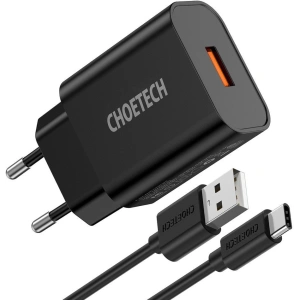 Kup Ładowarka sieciowa Choetech Q5003 QC3.0 18W 3A + kabel USB-A/USB-C 1m czarny - CHT96 - {ean13} - Sklep Home Screen