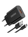Kup Hálózati töltő Choetech Q5003 QC3.0 18W 3A + USB-A/USB-C kábel 1m fekete - CHT96 - {ean13} - Sklep Home Screen