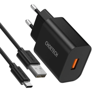 Kup Ładowarka sieciowa Choetech Q5003 QC3.0 18W 3A + kabel USB-A/USB-C 1m czarny - CHT96 - {ean13} - Sklep Home Screen