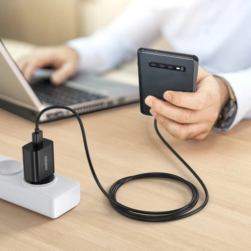 Kup Hálózati töltő Choetech Q5003 QC3.0 18W 3A + USB-A/USB-C kábel 1m fekete - CHT96 - {ean13} - Sklep Home Screen