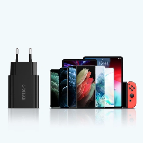 Kup Hálózati töltő Choetech Q5003 QC3.0 18W 3A + USB-A/USB-C kábel 1m fekete - CHT96 - {ean13} - Sklep Home Screen