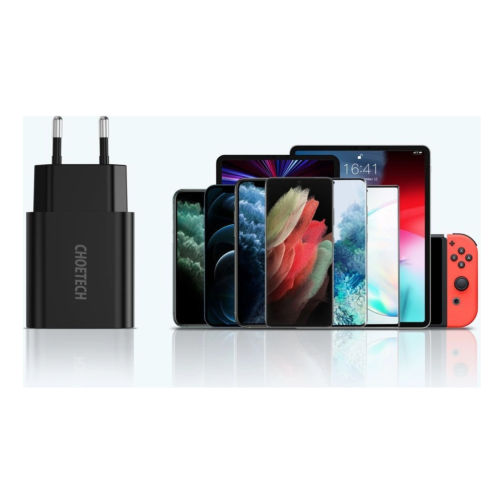 Ładowarka sieciowa Choetech Q5003 QC3.0 18W 3A + kabel USB-A/USB-C 1m czarny