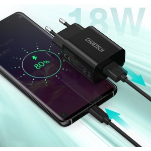 Kup Ładowarka sieciowa Choetech Q5003 QC3.0 18W 3A + kabel USB-A/USB-C 1m czarny - CHT96 - {ean13} - Sklep Home Screen