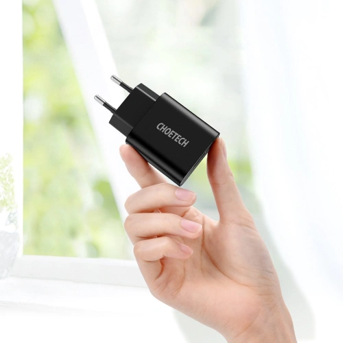 Kup Hálózati töltő Choetech Q5003 QC3.0 18W 3A + USB-A/USB-C kábel 1m fekete - CHT96 - {ean13} - Sklep Home Screen