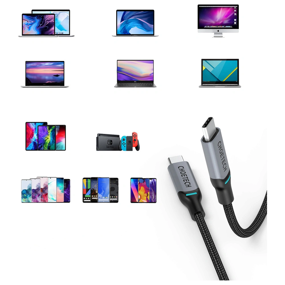 Kabel Choetech MIX00073 USB-C/USB-C PD 100W 5A 1,8m czarny [2 PACK]