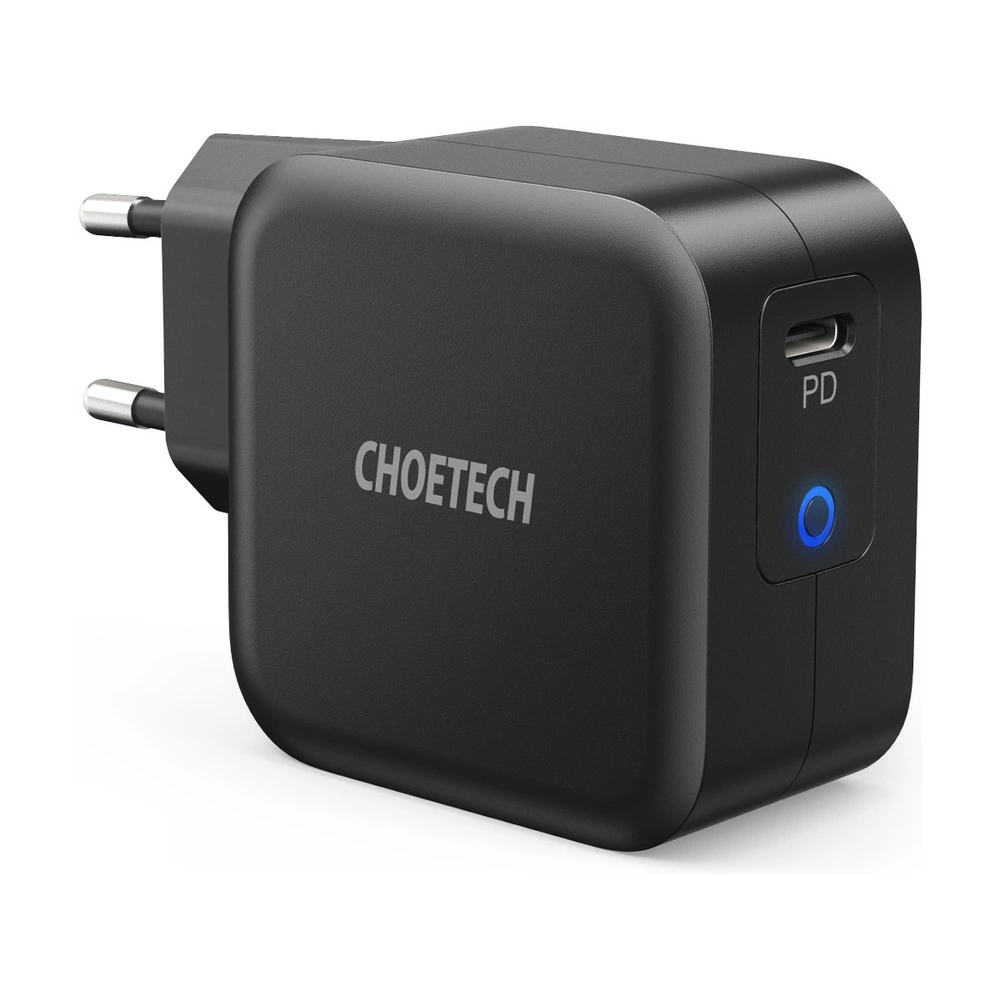 Ładowarka sieciowa Choetech Q6006 GaN USB-C 60W PD + kabel USB-C/USB-C 1,8m czarny