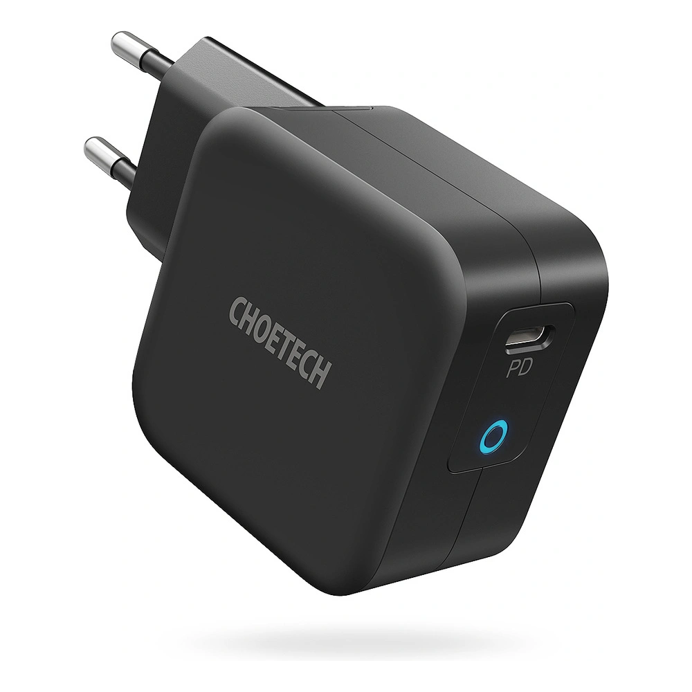 Ładowarka sieciowa Choetech Q6006 GaN USB-C 60W PD + kabel USB-C/USB-C 1,8m czarny