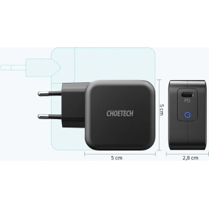 Kup Ładowarka sieciowa Choetech Q6006 GaN USB-C 60W PD + kabel USB-C/USB-C 1,8m czarny - CHT101 - {ean13} - Sklep Home Screen