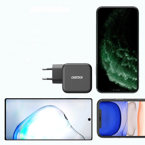 Kup Ładowarka sieciowa Choetech Q6006 GaN USB-C 60W PD + kabel USB-C/USB-C 1,8m czarny - CHT101 - {ean13} - Sklep Home Screen