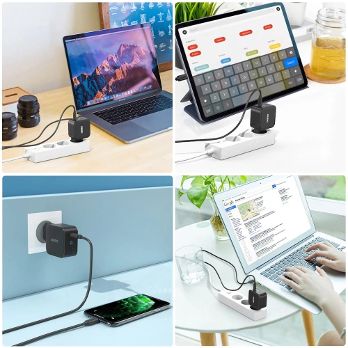 Kup Ładowarka sieciowa Choetech Q6006 GaN USB-C 60W PD + kabel USB-C/USB-C 1,8m czarny - CHT101 - {ean13} - Sklep Home Screen