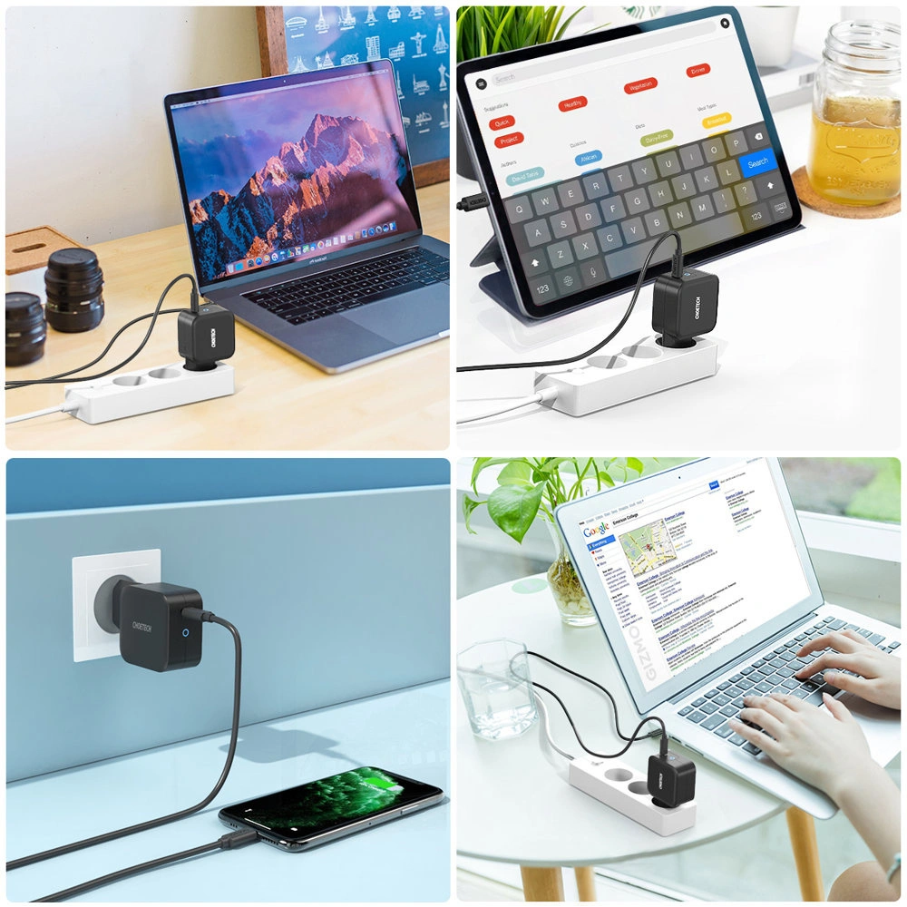 Ładowarka sieciowa Choetech Q6006 GaN USB-C 60W PD + kabel USB-C/USB-C 1,8m czarny