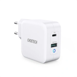 Buy Choetech PD8002 GaN Wall Charger USB-C PD USB-A QC 3.0 65W 3,25A white - CHT103 - {ean13} - Home Screen Store Europe