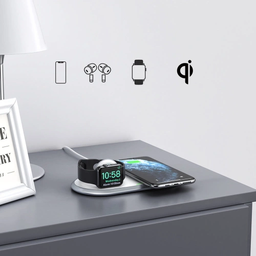 Kup Vezeték nélküli töltő Choetech T317 Qi 2w1 okostelefonokhoz/Apple Watch-hoz állvánnyal (MFI) USB-C fehér - CHT107 - {ean13} - Sklep Home Screen