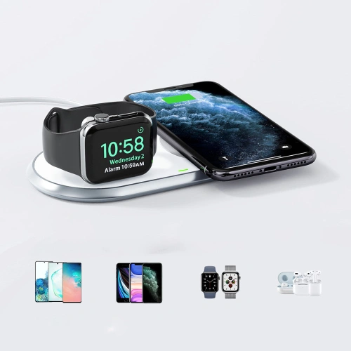 Kup Vezeték nélküli töltő Choetech T317 Qi 2w1 okostelefonokhoz/Apple Watch-hoz állvánnyal (MFI) USB-C fehér - CHT107 - {ean13} - Sklep Home Screen