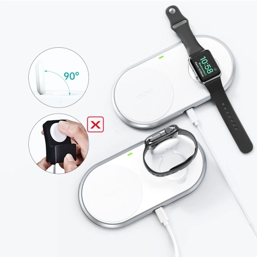 Kup ChoetechApple Drahtloses Ladegerät T317 Qi 2-in-1 für Smartphones/ Watch mit Ständer (MFI) USB-C weiß - CHT107 - {ean13} - Sklep Home Screen