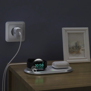 Kup Ładowarka bezprzewodowa Choetech T317 Qi 2w1 do smartfonów/Apple Watch ze stojakiem (MFI) USB-C biały - CHT107 - {ean13} - Sklep Home Screen