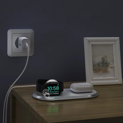 Kup ChoetechApple Drahtloses Ladegerät T317 Qi 2-in-1 für Smartphones/ Watch mit Ständer (MFI) USB-C weiß - CHT107 - {ean13} - Sklep Home Screen