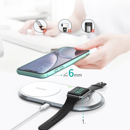 Kup ChoetechApple Drahtloses Ladegerät T317 Qi 2-in-1 für Smartphones/ Watch mit Ständer (MFI) USB-C weiß - CHT107 - {ean13} - Sklep Home Screen