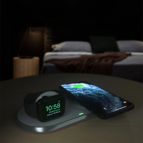 Kup ChoetechApple Drahtloses Ladegerät T317 Qi 2-in-1 für Smartphones/ Watch mit Ständer (MFI) USB-C weiß - CHT107 - {ean13} - Sklep Home Screen
