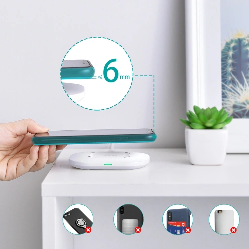 Kup Choetech Drahtloses Ladegerät T550-F-V2 Qi 15W + USB-A/USB-C Kabel 1m weiß - CHT112 - {ean13} - Sklep Home Screen
