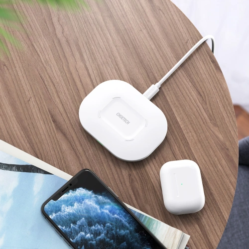 Kup Choetech Drahtloses Ladegerät T550-F-V2 Qi 15W + USB-A/USB-C Kabel 1m weiß - CHT112 - {ean13} - Sklep Home Screen