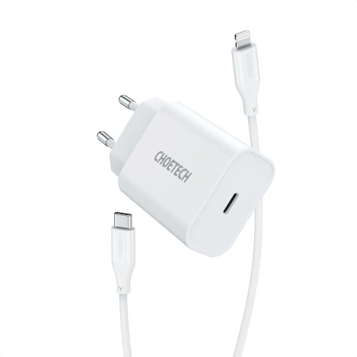Kup Ładowarka sieciowa Choetech Q5004-V2-EU-CLWH USB-C 20W PD 3A + kabel USB-C/Lightning MFI 1,2m biały - CHT114 - {ean13} - Sklep Home Screen