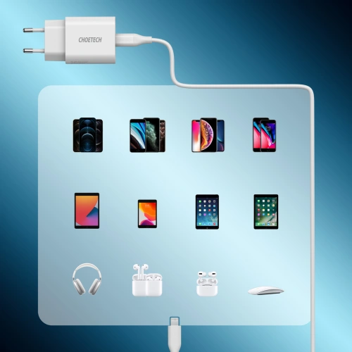 Kup Ładowarka sieciowa Choetech Q5004-V2-EU-CLWH USB-C 20W PD 3A + kabel USB-C/Lightning MFI 1,2m biały - CHT114 - {ean13} - Sklep Home Screen