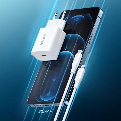Kup Ładowarka sieciowa Choetech Q5004-V2-EU-CLWH USB-C 20W PD 3A + kabel USB-C/Lightning MFI 1,2m biały - CHT114 - {ean13} - Sklep Home Screen
