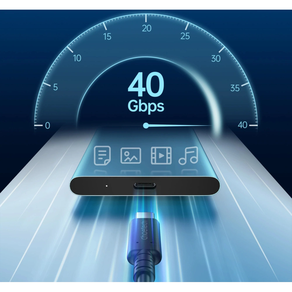 Kabel Choetech XCC-1028 USB-C/USB-C USB 4 Gen3 100W 40Gbps/8K 0.8m czarny