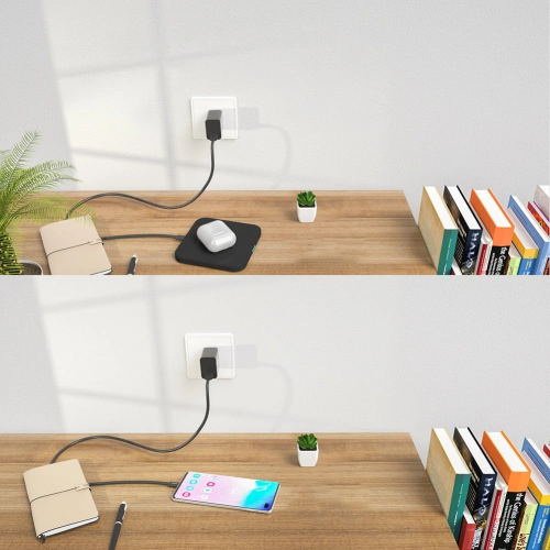 Buy Choetech T511-S Wireless Charger Qi 10W + Wall Charger Q5003 18W + USB-A/microUSB Cable 1,2m black - CHT118 - {ean13} - Home Screen Store Europe