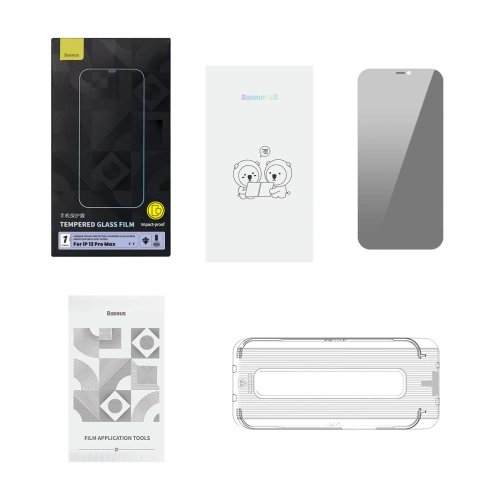 Kup Szkło hartowane Baseus 0.4mm Privacy Apple iPhone 12 Pro Max z filtrem przeciwpyłowym - BSU4334 - {ean13} - Sklep Home Screen