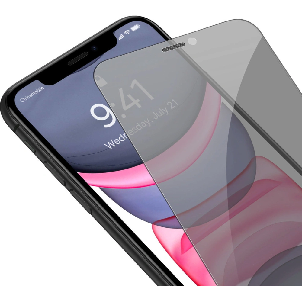 Szkło hartowane Baseus 0.4mm Privacy Apple iPhone 11/XR z filtrem przeciwpyłowym