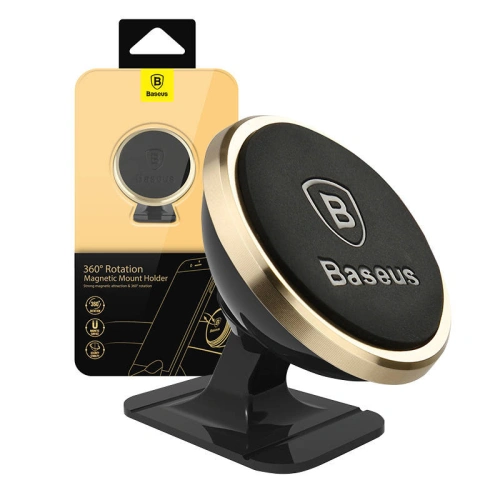 Buy Baseus 360-degree Rotation Magnetic Car Mount Holder (gold) - BSU4337 - {ean13} - Home Screen Store Europe