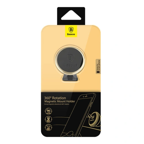 Buy Baseus 360-degree Rotation Magnetic Car Mount Holder (gold) - BSU4337 - {ean13} - Home Screen Store Europe