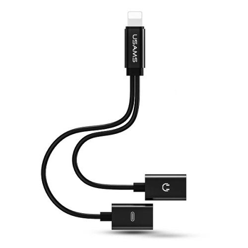 Kup USAMS US-SJ160 2in1 Lightning Adapter schwarz/schwarz - USA981 - {ean13} - Sklep Home Screen