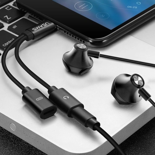 Kup USAMS US-SJ160 2in1 Lightning Adapter schwarz/schwarz - USA981 - {ean13} - Sklep Home Screen