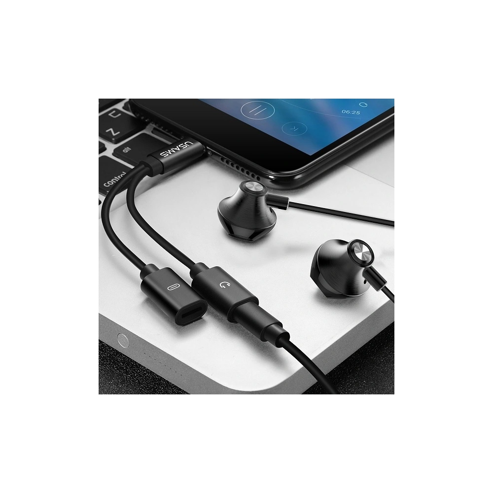 Adapter USAMS US-SJ160 2w1 Lightning czarny/black